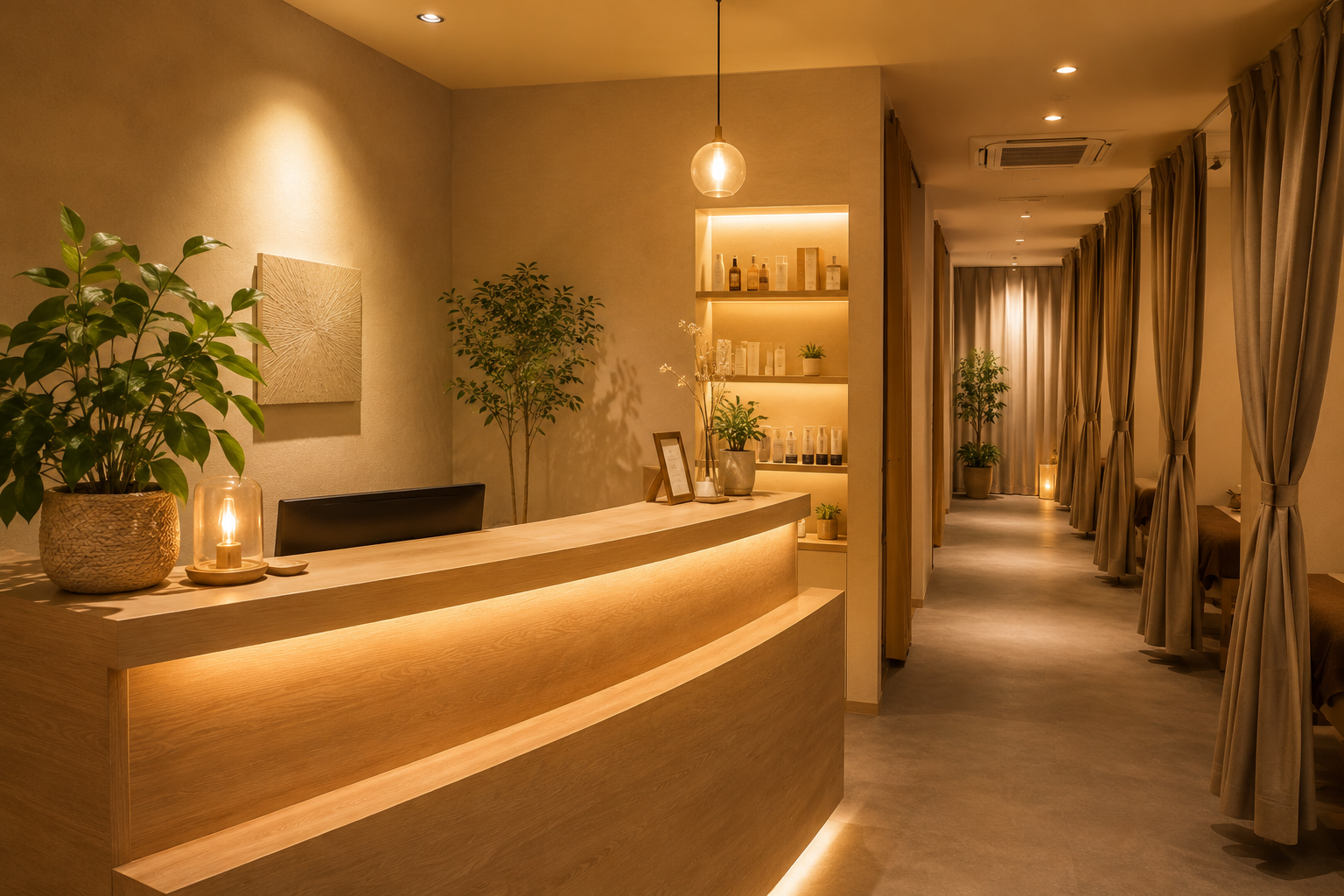 サロンの店内とアクセス